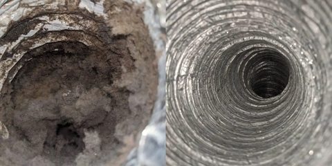 Conduit rond avant et après nettoyage